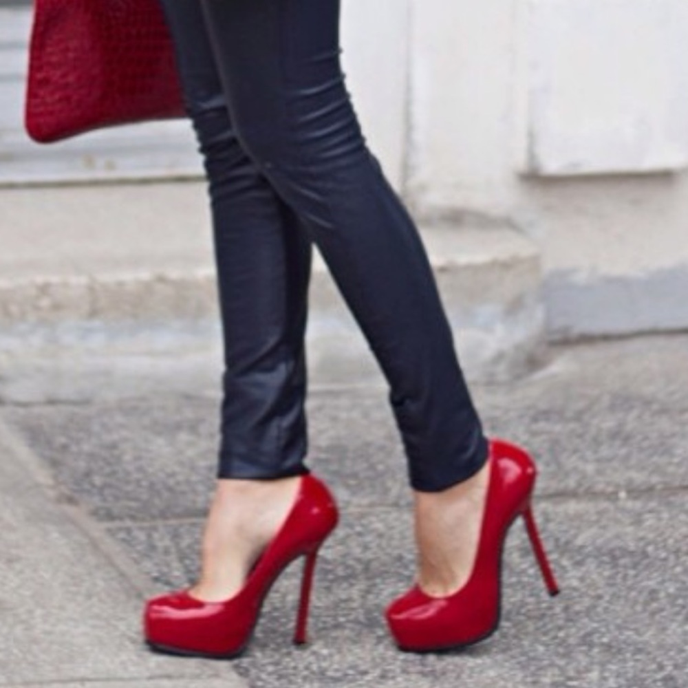 Saint Laurent Red Tribtoo Pumps 105